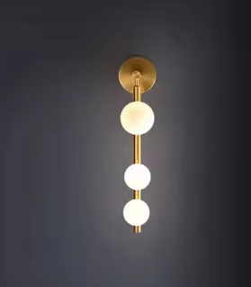 Wandlamp met Glazen Bol – Modern Wit & Goud/Zwart, LED Geschikt