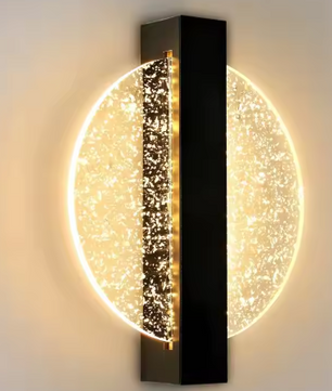 Moderne LED Wandlamp – Rond Zwart Design met Zilverfolie, 3500K Warm Licht