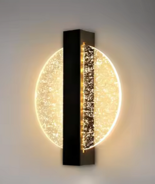 Moderne LED Wandlamp – Rond Zwart Design met Zilverfolie, 3500K Warm Licht