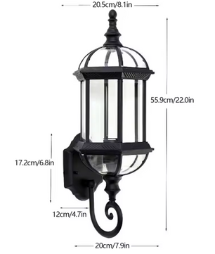 Antieke Retro Wandlamp – Vintage Metaal & Glas, E27 Buitenlamp