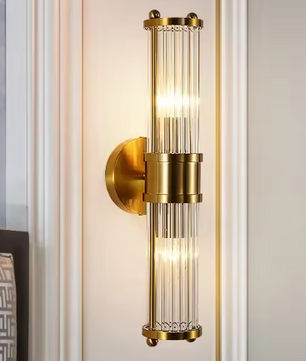 Luxe Kristallen Wandlamp – Modern Design met Gouden Afwerking, E14