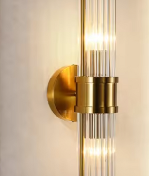 Luxe Kristallen Wandlamp – Modern Design met Gouden Afwerking, E14