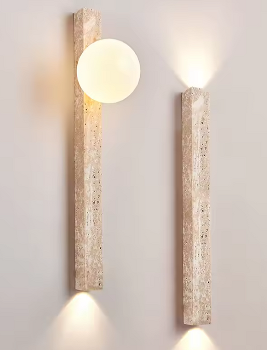 Wabi-Sabi Wandlamp van Gele Grotsteen – Retro & Creatief Ontwerp voor Gang, Trap en Slaapkamer