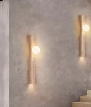Wabi-Sabi Wandlamp van Gele Grotsteen – Retro & Creatief Ontwerp voor Gang, Trap en Slaapkamer