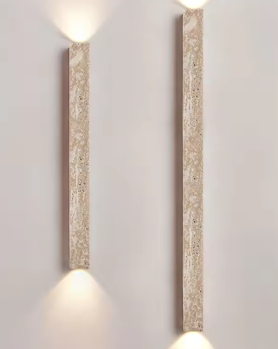 Wabi-Sabi Wandlamp van Gele Grotsteen – Retro & Creatief Ontwerp voor Gang, Trap en Slaapkamer