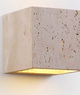 Vierkante Natuursteen Wandlamp – Waterdichte Buiten & Binnen Sfeerverlichting