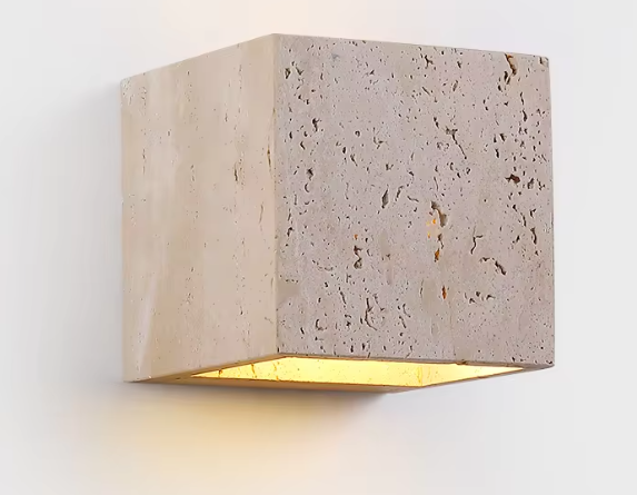 Vierkante Natuursteen Wandlamp – Waterdichte Buiten & Binnen Sfeerverlichting
