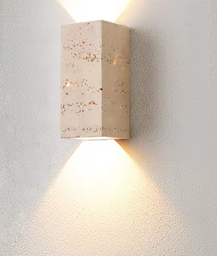 Vierkante Natuursteen Wandlamp – Waterdichte Buiten & Binnen Sfeerverlichting