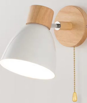 Houten Scandinavische Wandlamp – Moderne E27 Binnenverlichting met Schakelaar