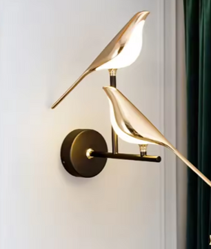 Gouden Vogel Wandlamp – Creatieve LED Sfeerverlichting voor Woon- & Slaapkamer