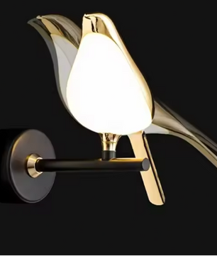 Gouden Vogel Wandlamp – Creatieve LED Sfeerverlichting voor Woon- & Slaapkamer