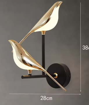 Gouden Vogel Wandlamp – Creatieve LED Sfeerverlichting voor Woon- & Slaapkamer