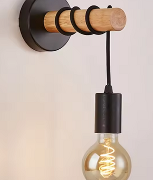 Retro Houten Wandlamp – Vintage E27 Sfeerverlichting voor Woon- & Slaapkamer