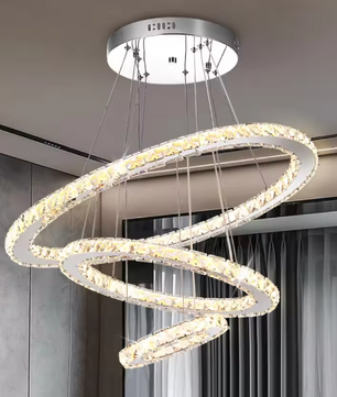 Moderne Kristallen LED Hanglamp – 3 Ringen, Dimbaar & Verstelbaar