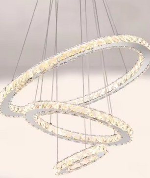 Moderne Kristallen LED Hanglamp – 3 Ringen, Dimbaar & Verstelbaar