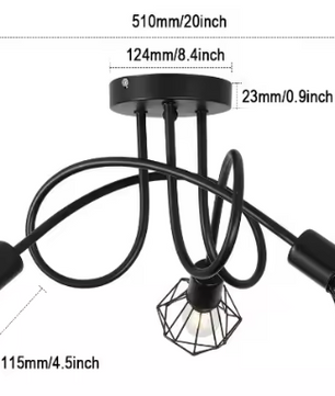 Industriële 3-lichts Plafondlamp – Zwart Aluminium Kooi Ontwerp, Modern & Stijlvol