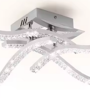 Moderne LED Plafondlamp – 32W, 4-lichts Golvend Design, Chroom