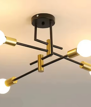 Industriële Kroonluchter – Vintage Plafondlamp Sputnik Ø70 cm, 4-Lichts