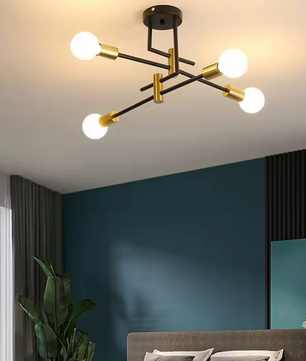 Industriële Kroonluchter – Vintage Plafondlamp Sputnik Ø70 cm, 4-Lichts