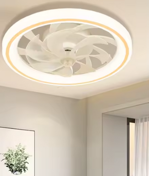 Slimme Plafondventilator met LED Verlichting – Intrekbare Bladen & Afstandsbediening Ø48 cm