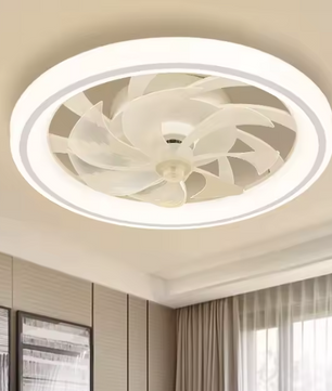 Slimme Plafondventilator met LED Verlichting – Intrekbare Bladen & Afstandsbediening Ø48 cm