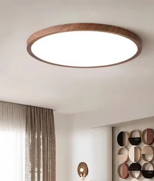 Moderne LED Plafondlamp – Ultradun Circulair Ontwerp met Houtnerf