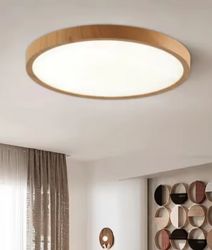 Moderne LED Plafondlamp – Ultradun Circulair Ontwerp met Houtnerf