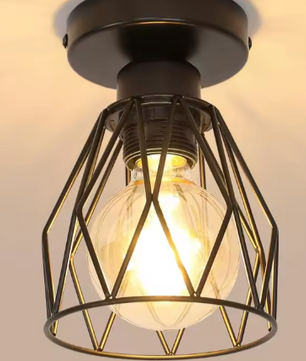 Industriële Plafondlamp – Zwart Vintage Design met E27 Fitting