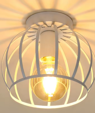 Vintage Plafondlamp – Metalen Semi-Inbouwlamp met Kooi Ontwerp