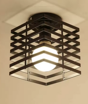 Vintage Industriële Plafondlamp – Metalen Kubus Kooi Ontwerp