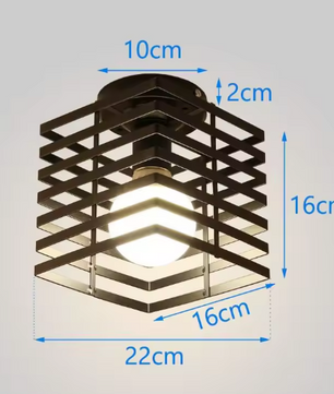 Vintage Industriële Plafondlamp – Metalen Kubus Kooi Ontwerp
