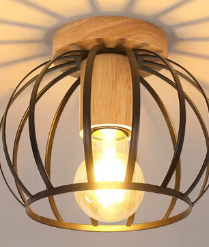 Gouden Plafondlamp – Semi-Inbouw Mand Kooi Ontwerp E27