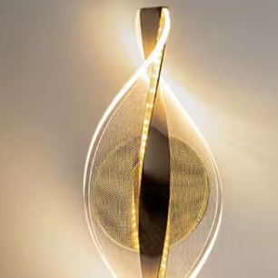 Moderne Wandkandelaar – Acryl, Goud/Zwart, LED Wandlamp voor Binnen en Buiten