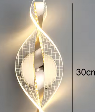 Moderne Wandkandelaar – Acryl, Goud/Zwart, LED Wandlamp voor Binnen en Buiten