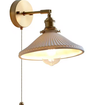 Moderne Keramische Wandlamp – Scandinavische Stijl met Trekschakelaar, Koper & LED