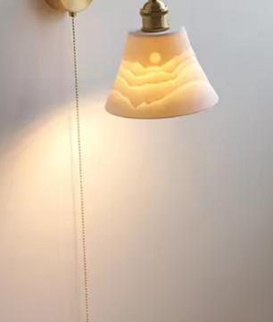 Moderne Keramische Wandlamp – Scandinavische Stijl met Trekschakelaar, Koper & LED