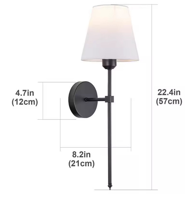 Industriële Wandlamp – Metaal & Stoffen Kap, Retro Nachtlampje voor Slaapkamer & Woonkamer