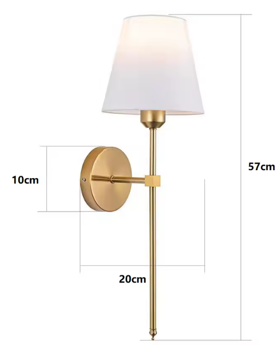 Industriële Wandlamp – Metaal & Stoffen Kap, Retro Nachtlampje voor Slaapkamer & Woonkamer