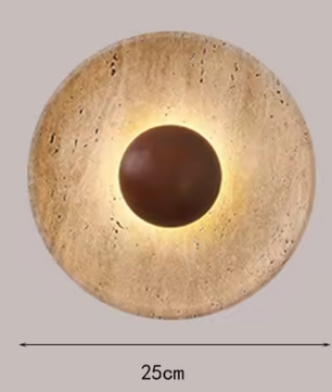 Moderne Natuursteen Wandlamp – Sfeervolle Blaker met Houten Basis 25 cm