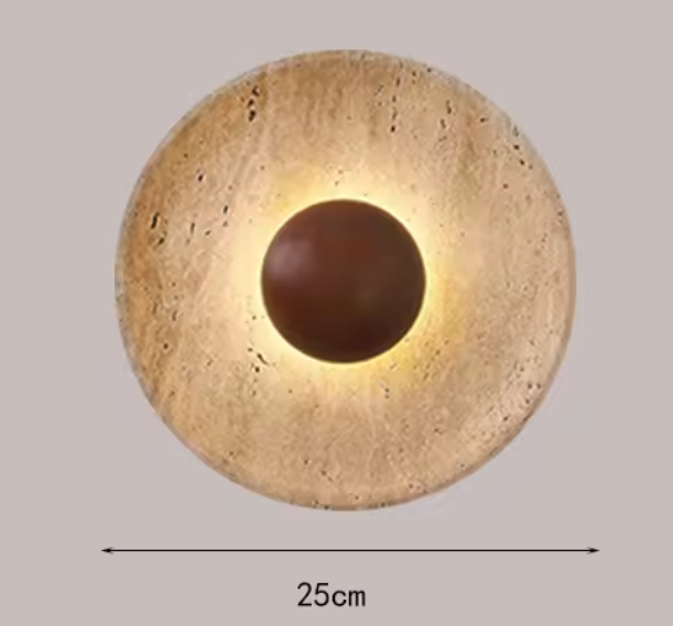 Moderne Natuursteen Wandlamp – Sfeervolle Blaker met Houten Basis 25 cm
