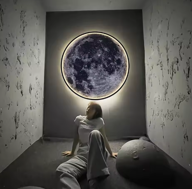 3D LED Maan Wandlamp – Realistische Muurlamp met Afstandsbediening