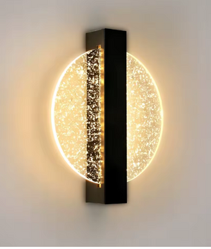 Moderne LED Wandlamp – Rond Zwart & Zilverblad, Acryl, Warm Licht 3500K