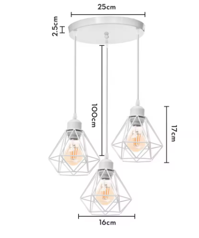Vintage Industriële Hanglamp – Smeedijzeren Diamant Design, Modern en Stijlvol