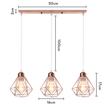 Vintage Industriële Hanglamp – Smeedijzeren Diamant Design, Modern en Stijlvol