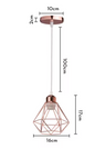 Vintage Industriële Hanglamp – Smeedijzeren Diamant Design – E27 Fitting – Modern & Stoer Interieurlicht