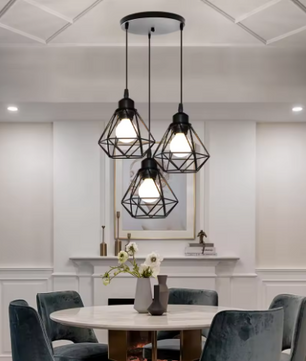 Vintage Industriële Hanglamp – Smeedijzeren Diamant Design, Modern en Stijlvol