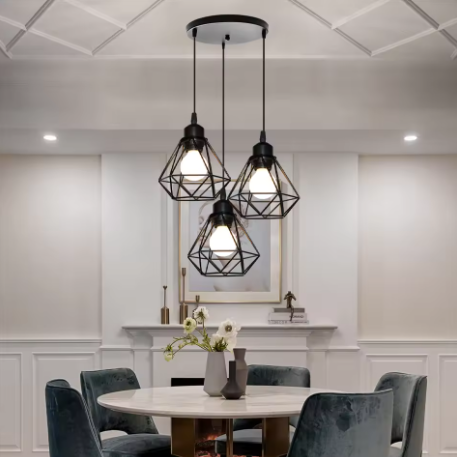 Vintage Industriële Hanglamp – Smeedijzeren Diamant Design, Modern en Stijlvol