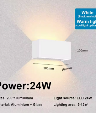 Nordic LED Wandlamp 12W/24W – Waterdichte IP65 Binnen & Buitenverlichting
