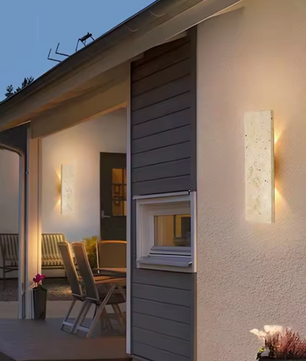 Moderne Buiten Wandlamp – Waterdicht LED Design met Natuursteen
