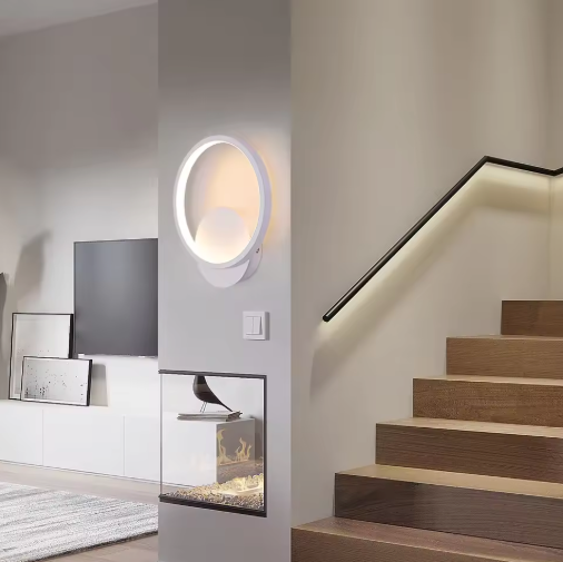 Moderne Ronde LED Wandlamp – Acryl & Aluminium, 12W Warm Wit 3000K
